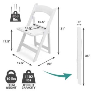 resin chairs dimensions Chart