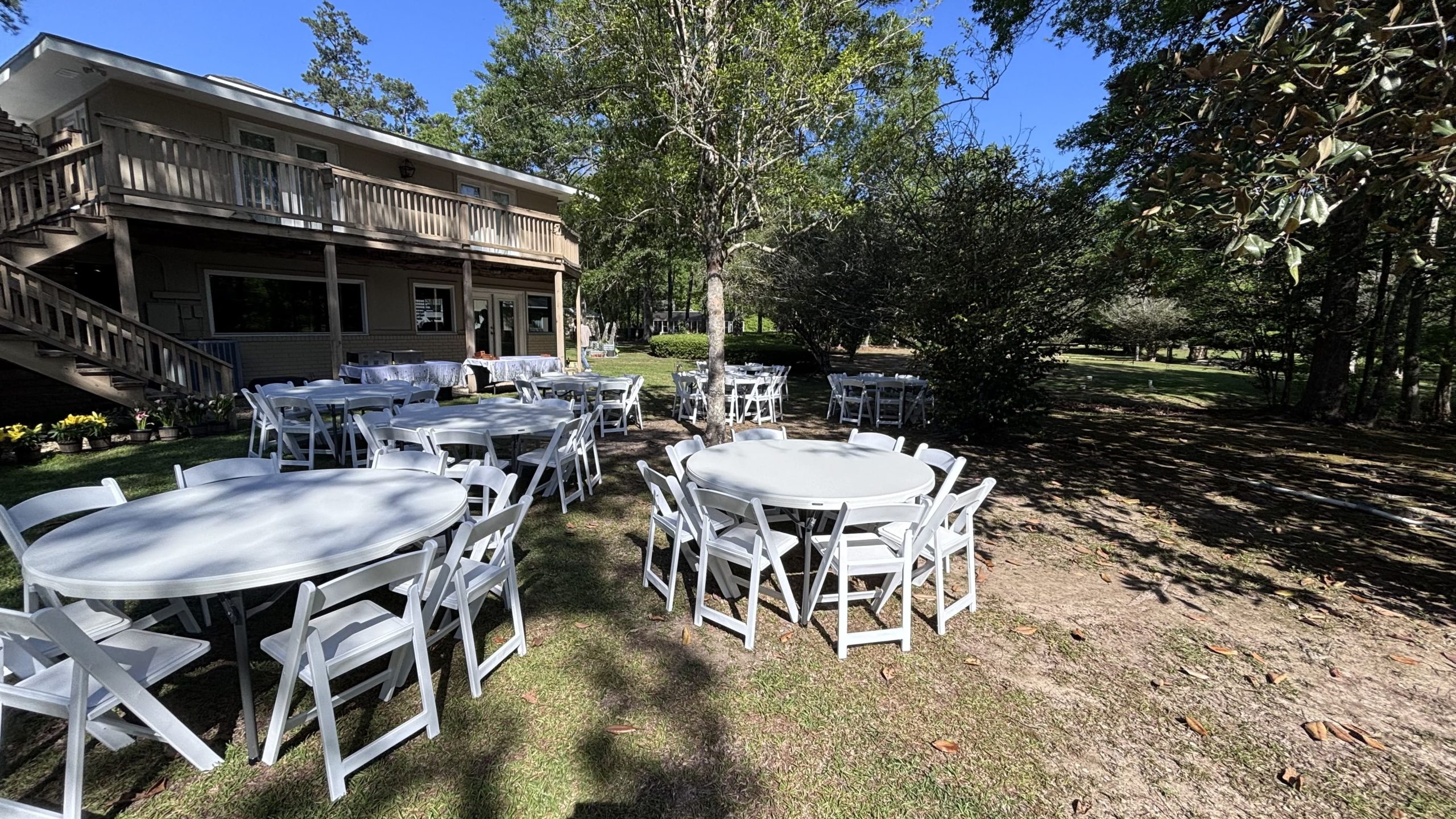 chairs and round tables for event
