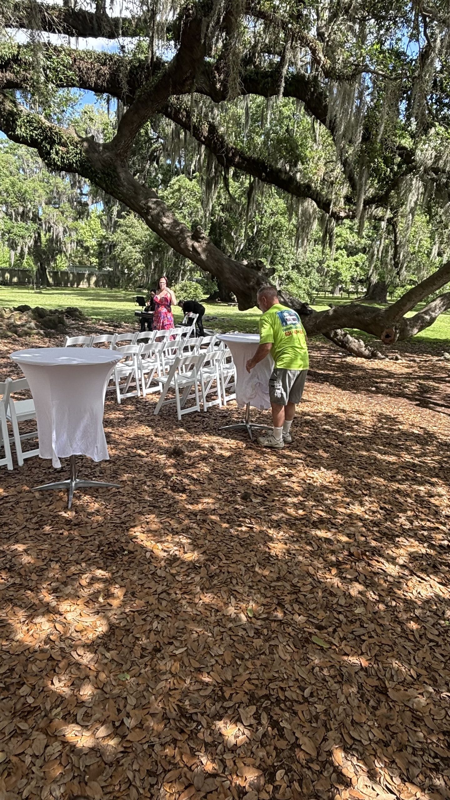 team setting up chairs and tables before event