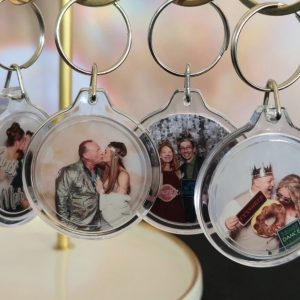 photo booth pictures inside of keychains